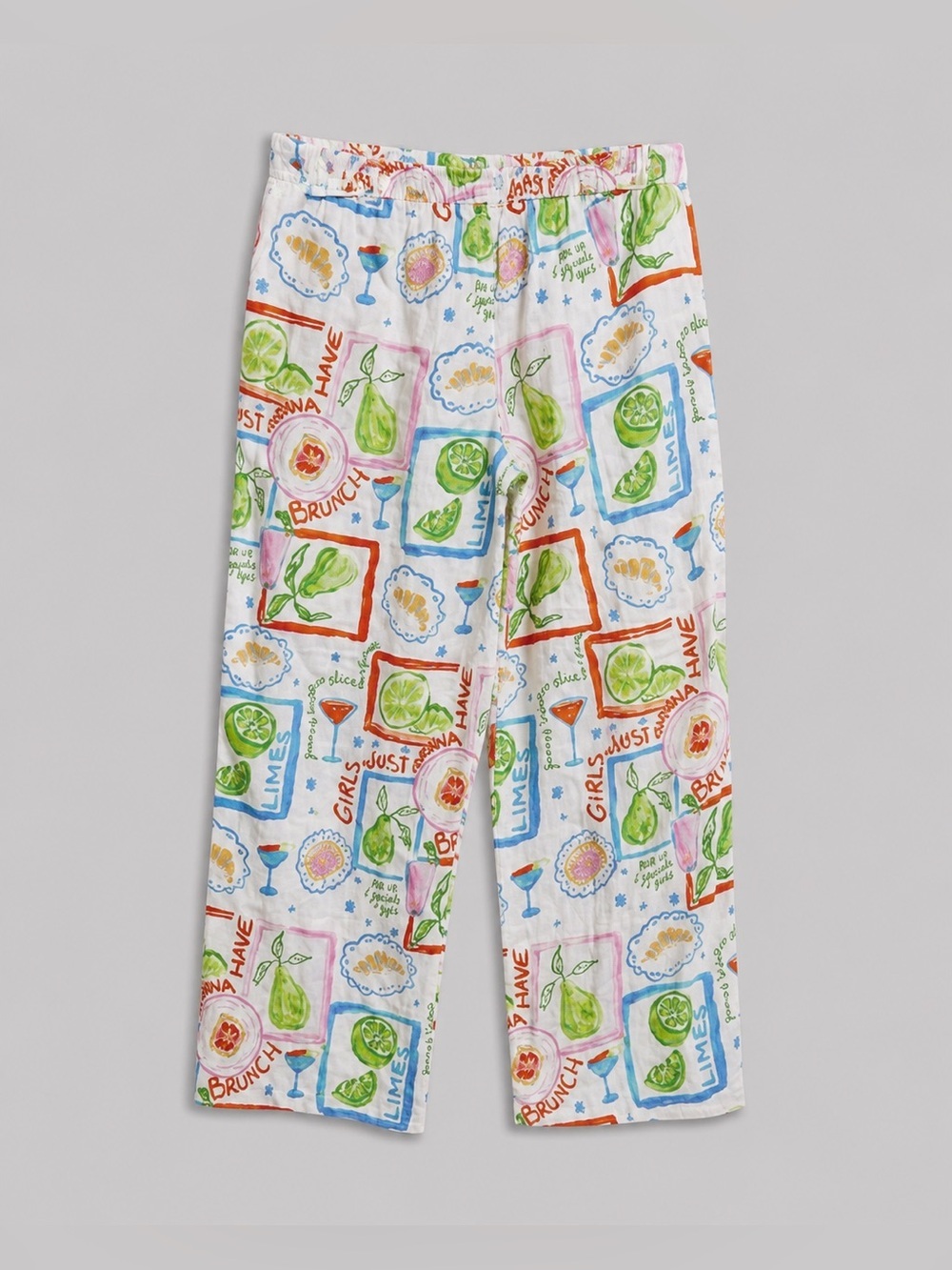 Cynthia Rowley 100% Linen Wide Leg Brunch Print Pants Size Medium NWOT Coastal - Picture 4 of 5